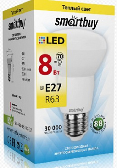 SMARTBUY (SBL-R63-08-30K-E27) 8W/3000/E27 Лампа светодиодная