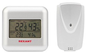 REXANT (70-0596) S3341BF ТЕРМОМЕТР ЭЛЕКТРОННЫЙ С ЧАСАМИ И БЕСПРОВОДНЫМ ВЫНОСНЫМ ДАТЧИКОМ Термометр