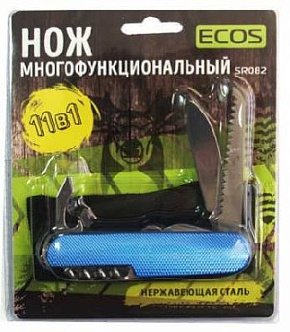ЭКОС Нож многофункциональный т.м. ECOS, SR082, синий 325130 Нож многофункциональный