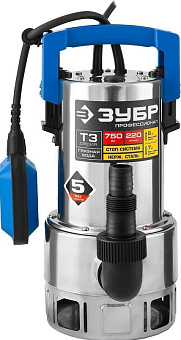 ЗУБР НПГ-Т3-750-С Профессионал , дренажный насос для грязной воды, корпус - нерж. сталь Насос дренажный