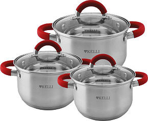 KELLI KL-4236 6 предметов красный Набор кастрюль