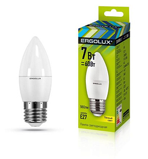 ERGOLUX (13297) LED-C35-7W-E27-3K Лампа светодиодная