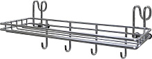 MULTIDOM Полка для специй с 4 крючками навесная на рейлинг 25x9,5x10 см AN52-136