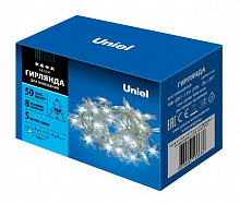 UNIEL (UL-00007196) ULD-S0500-050/DTA WHITE IP20 SNOWFLAKES-2 Гирлянда светодиодная Снежинки-2, 5м. 50 светодиодов. Белый свет Гирлянда