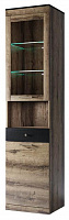 АНРЭКС JAGGER Шкаф с витриной 1V1D1SN цвет Дуб монастырский /Черный (4 уп.) Модульная мебель