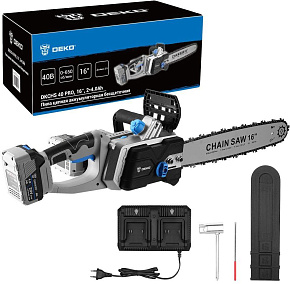 DEKO DKCHS 40 PRO, 16", 2х20В, 2x4.0Ач, двойное з/у 083-2002 Пила цепная аккумуляторная