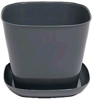 VIOLET квадратное 3,7л. с поддоном (серый) 383718 Кашпо VIOLET квадратное 3,7л. с поддоном (серый) 383718
