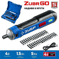 ЗУБР PSD-4S 3,6В, в кейсе с набором 33 бит Отвертка аккумуляторная