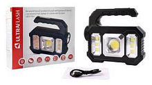 ULTRAFLASH (15194) LED51526 (фонарь акк 4В, черн., 1LED+COB+6xSMD, 3 Вт, 4 реж, Micro USB, бокс) фонарь