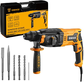 DEKO ZKH950 в кейсе с набором из 5 буров SDS+, 1050 Вт 083-1005 Перфоратор сетевой