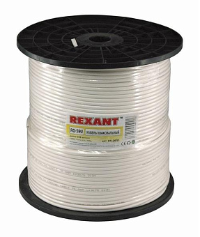 REXANT (01-2651) Кабель коаксиальный RG-59U+CU (75 ОМ) бух 305 м Коаксиальный кабель