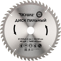 KRANZ (KR-92-0128) Диск пильный 250 мм х 48 зуб х 32/30 мм Диск пильный