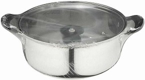 БЕЗ ТМ Кастрюля Promo, объем 2,9 л, из нержавеющей стали с крышкой из жаропрочного стекла (104615)
