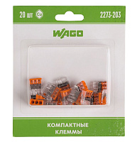 WAGO (07-5132-20) СЕРИЯ 2273-203 КОМПАКТНАЯ КЛЕММА 3-Х ПРОВОДНАЯ, 20 ШТУК Электроустановочные изделия