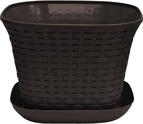 VIOLET "Ротанг" 9,1 л с поддоном (венге) 369105 Кашпо