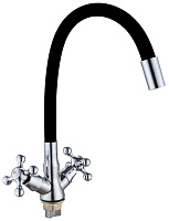 GOTA ROCIO G095532-GOTA Barcelona Смеситель д/кухни с 2-мя рукоятками с высоким силиконовым изливом, креп. гайка Смеситель