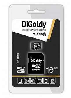 DIGOLDY MicroSDHC 16GB Class10 + адаптерSD Карта памяти