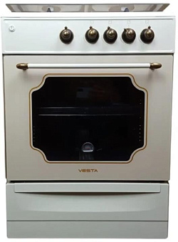 VESTA Bergamo VGG 10-G Retro ГК духовки (чуг решётки) с VD бежевый Газовая плита VESTA Bergamo VGG 10-G Retro ГК духовки (чуг решётки) с VD бежевый