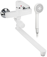 BRIMIX 562 Смеситель в ванную, длинный излив, шаровый, из высокопрочного пластика АБС, БЕЛЫЙ с дивертором м/к Смеситель для ванны BRIMIX 562 Смеситель