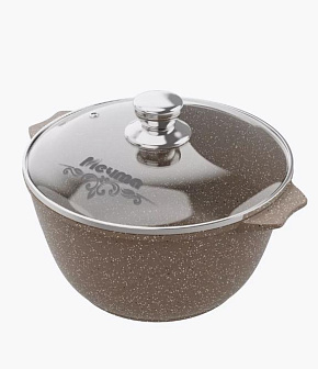МЕЧТА 45806 Гранит brown 5,0л со стеклянная крышка Кастрюля