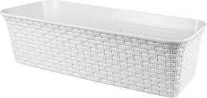 VIOLET "Ротанг" 63см с дренажем (белый) 356006 Балконный ящик VIOLET "Ротанг" 63см с дренажем (белый) 356006