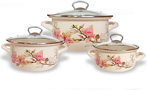КМЗ Магнолия-1-экстра стиль эмал сфер (3 предмета) Набор посуды