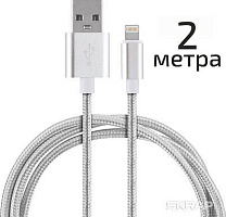 ENERGY Кабель ET-29-2 USB/Lightning, 2 метра, цвет - серебро (104110)