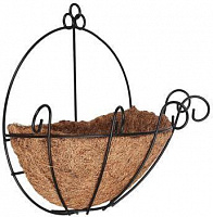 INBLOOM Кашпо настенное с вкладышем из кокосового волокна, 25х14х28см, металл (164-298) Кашпо настенное