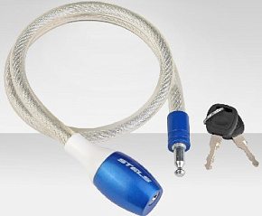 STELS Трос-замок 84353 длина 800мм, диам. 12мм, сине-стальной 540018*LU033079 Аксессуары для вело-техники