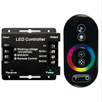 ECOLA RFC18AESB ECOLA LED strip RGB RF controller 18A 216W 12V (432W 24V) с кольцевым сенсорным черным радиопультом аксессуары для светильников