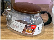 LEONORD Чайник заварочный из цветного стекла, Aroma di Fiore, объём: 600 мл с тёмной деревянной крышкой (910145)