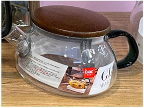 LEONORD Чайник заварочный из цветного стекла, Aroma di Fiore, объём: 600 мл с тёмной деревянной крышкой (910145)