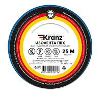 KRANZ (KR-09-2105) ИЗОЛЕНТА ПВХ 0.13Х15 ММ, 25 М, СИНЯЯ Изоляционная лента