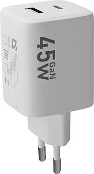 DEFENDER (83245) UPA-145 45W, USB A+C, белый СЗУ