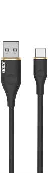AKSBERRY (6900307840016) X162 Liquid silicone USB-A -Type-C, черный Кабель
