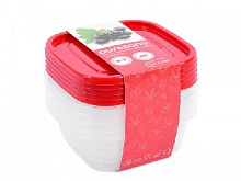 OURSSON CP2581S/RD наб. контейнеров квадрат. 5шт.х0,5л Посуда из пластика