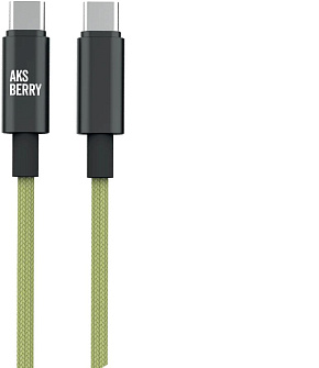 AKSBERRY (6900295610011) X163 Nylon silk Type-C - Type-C, салатовый Кабель