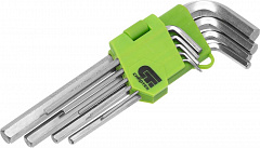 СИБРТЕХ Набор ключей имбусовых HEX, 1.5-10 мм, 45x, закаленные, 9 шт, удлиненные, никель