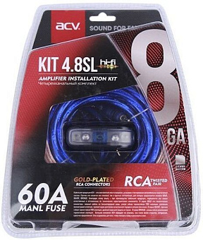 ACV KIT 4.8BR (BRONZE=LIGHT) (4-кан усил-ля 8AWG/MINI ANL 60A) Комплект проводов