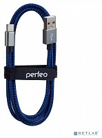 PERFEO Кабель USB2.0 A вилка - USB Type-C вилка, черно-синий, длина 3 м. (U4904)