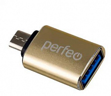 PERFEO (PF_C3001) adapter USB на micro USB c OTG, 3.0 (PF-VI-O012 Gold) золотой Адаптер