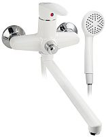 BRIMIX 5561 Смеситель в ванную, длинный излив, шаровый, из высокопрочного пластика АБС, БЕЛЫЙ Смеситель для ванны