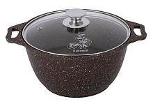 KUKMARA кмк32а а/пр литая 3,0л стекл/кр Кофейный мрамор Кастрюля KUKMARA кмк32а а/пр литая 3,0л стекл/кр Кофейный мрамор