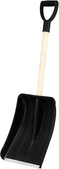 SPARTA Лопата для уборки снега полипропиленовая, 275х365х870 мм, деревянный черенок, 61653