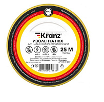 KRANZ (KR-09-2207) ИЗОЛЕНТА ПВХ 0.13Х19 ММ, 25 М, ЖЕЛТО-ЗЕЛЕНАЯ Изоляционная лента