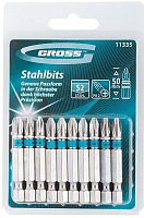 GROSS Набор бит PH2х50, сталь S2, 10 шт. 11335 Набор бит