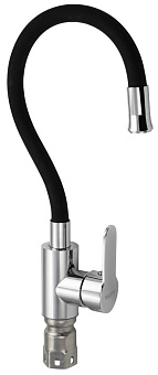 MAGNUS 9265 Смеситель кухонный ХРОМ, гибкий гусак ЧЁРНЫЙ, из нерж. стали марка 304 Смеситель для кухни