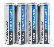GOPOWER (00-00017748) LR6 AA BOX20 SHRINK 4 ALKALINE 1.5V Элементы питания