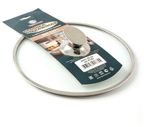 TIMA НЖС 20 см низ. 5520 Крышка стекл. с метал/обод + овальная ручка НЖС низкая