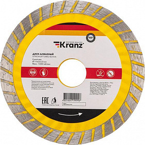 KRANZ (KR-90-0130) Диск алмазный отрезной Turbo волна 115x22,2x2x10мм